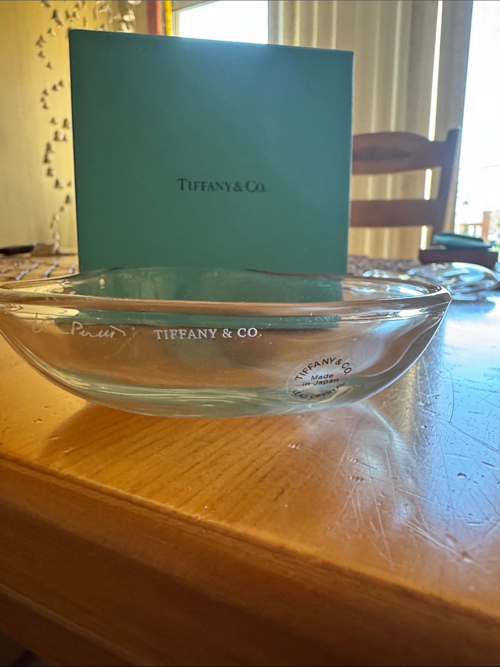 Tiffany & Co. Clear Glass Decorative Bowl with Signature Blue Box